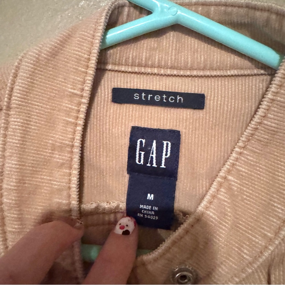 Vintage GAP Y2K Corduroy Snap Button Up Semi Cropped Jacket Tan Size Medium - Picture 3 of 6